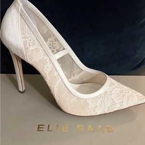Beautiful Elie Saab lace and satin ivory heels